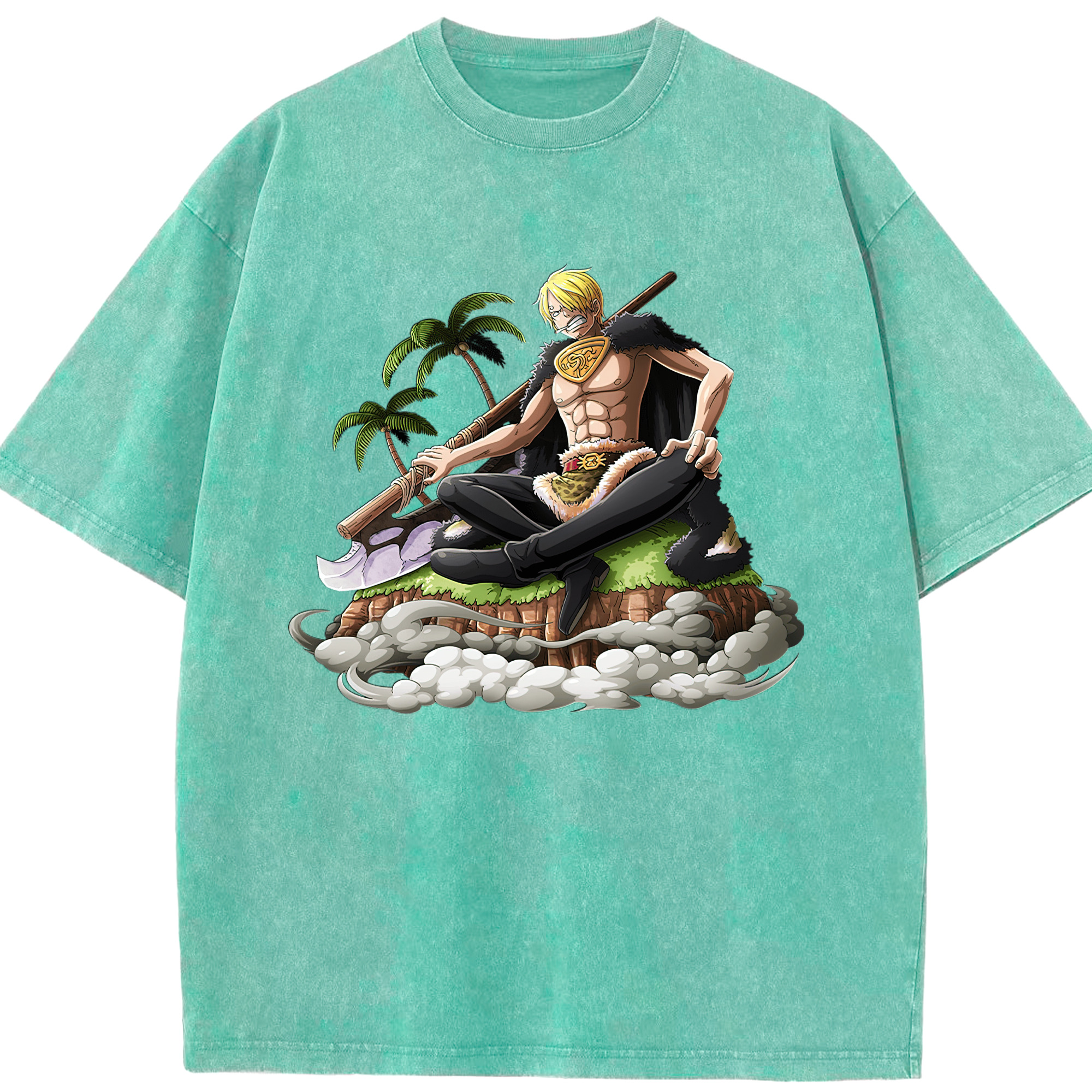 （画像用） ワンピース サンジ ONE PIECE Sanji 綿100% ヴィンテージ風 半袖Tシャツ（フロントプリント）